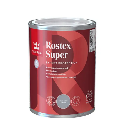 Грунт алкидный TIKKURILA Rostex Super 1 л Светло-серый Грунт алкидный TIKKURILA Rostex Super 1 л Светло-серый