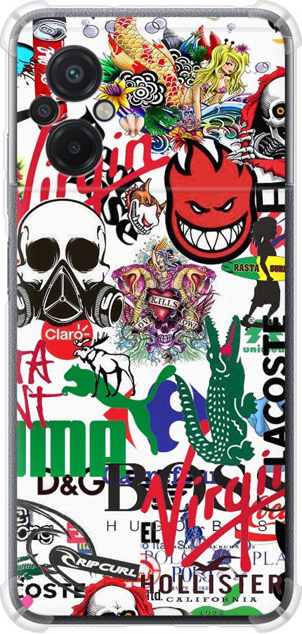 Чехол на Xiaomi Poco M5 Many different logos (4022sp-2767-42517)