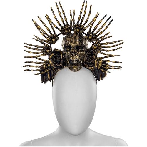 Обруч Skeleton halo crown with roses Seta Decor 21-609-2BLK-GL