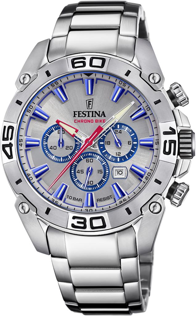 Наручные часы мужские Festina F20543/1 Chrono Bike со стальным корпусом WR 100 м и серебристым циферблатом