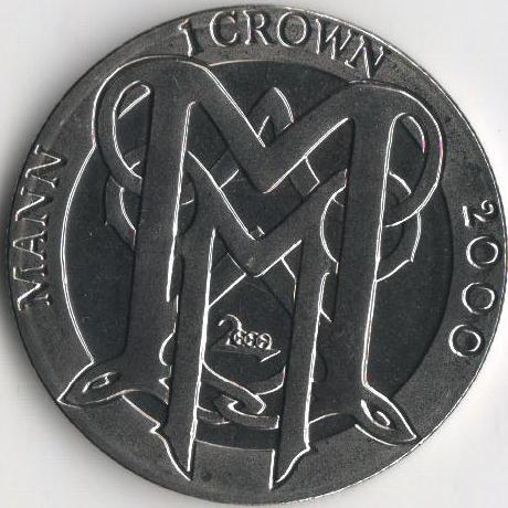 Коллекционная монета Остров Мэн 1 крона 2000 Миллениум UNC (KM#1019)