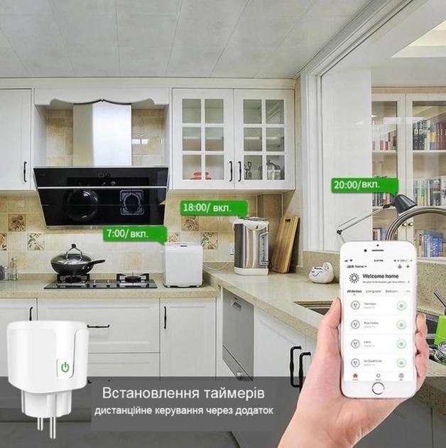 Розетка умная смарт Aubess 20A Tuya Smart с Wifi подключением к телефону Белый - фото 4