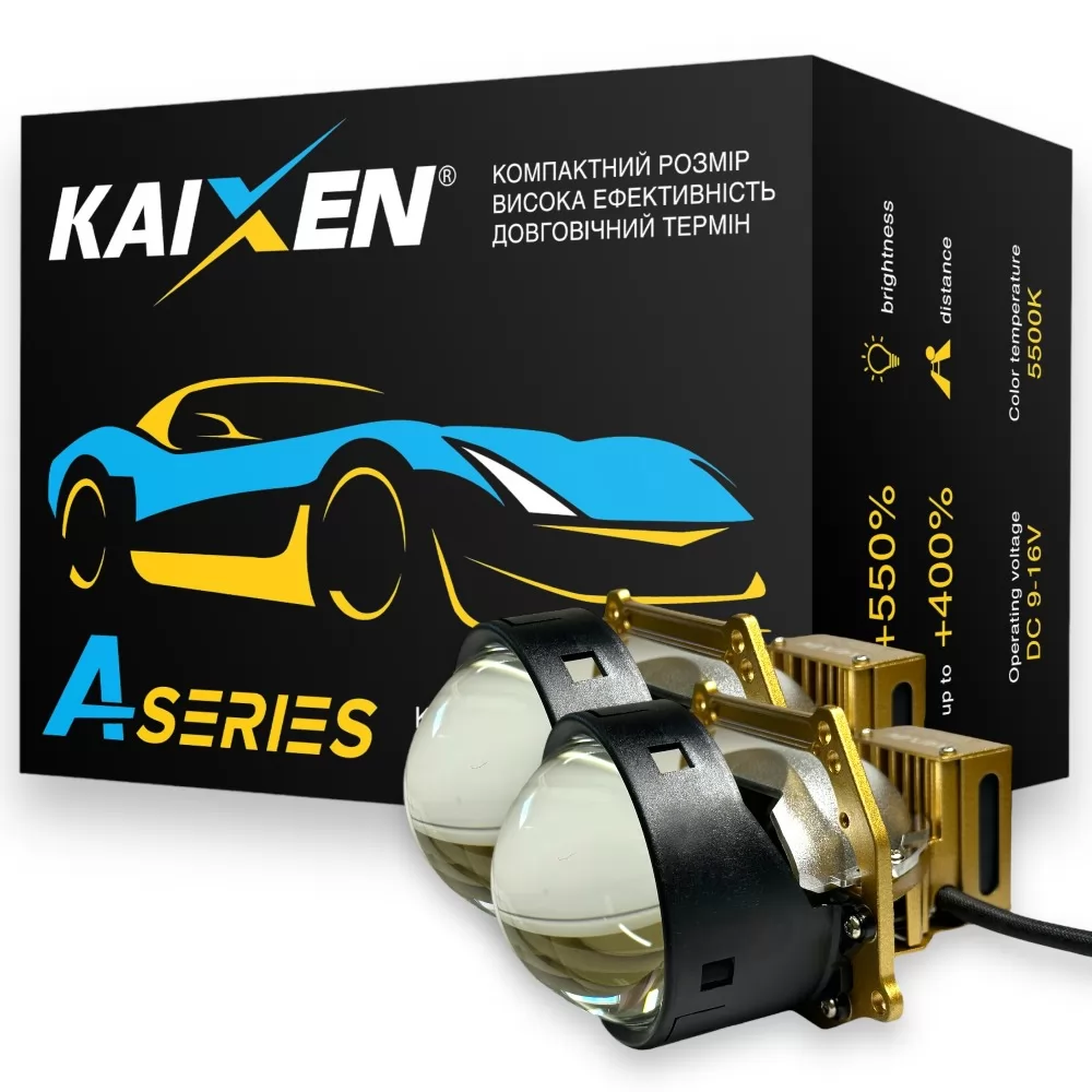 Автомобильные линзы KAIXEN 60 Вт A2 3.0 F/R 5500K Билед Aozoom