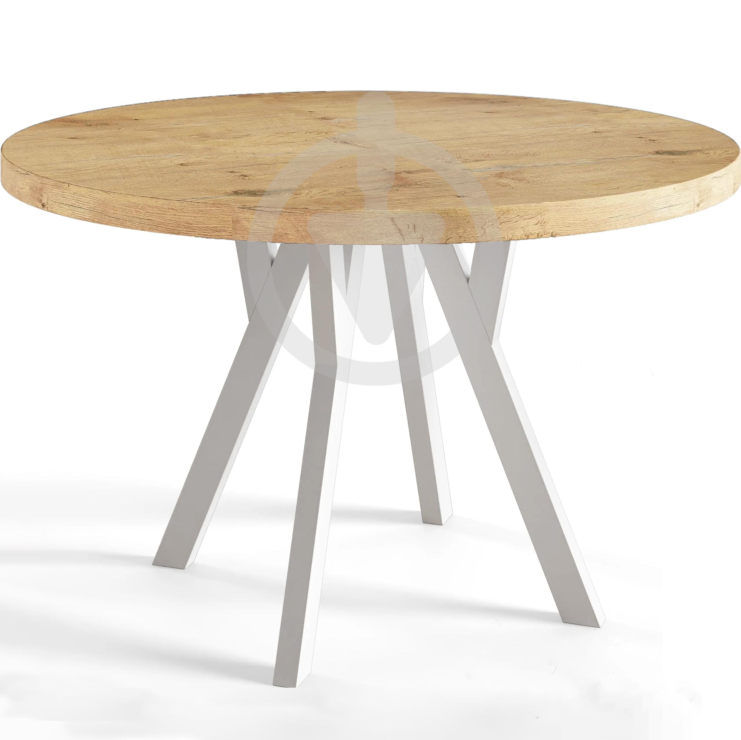 Стол кухонный круглый RoMax Lite Loft 110 см Дуб крафт золотой/белый