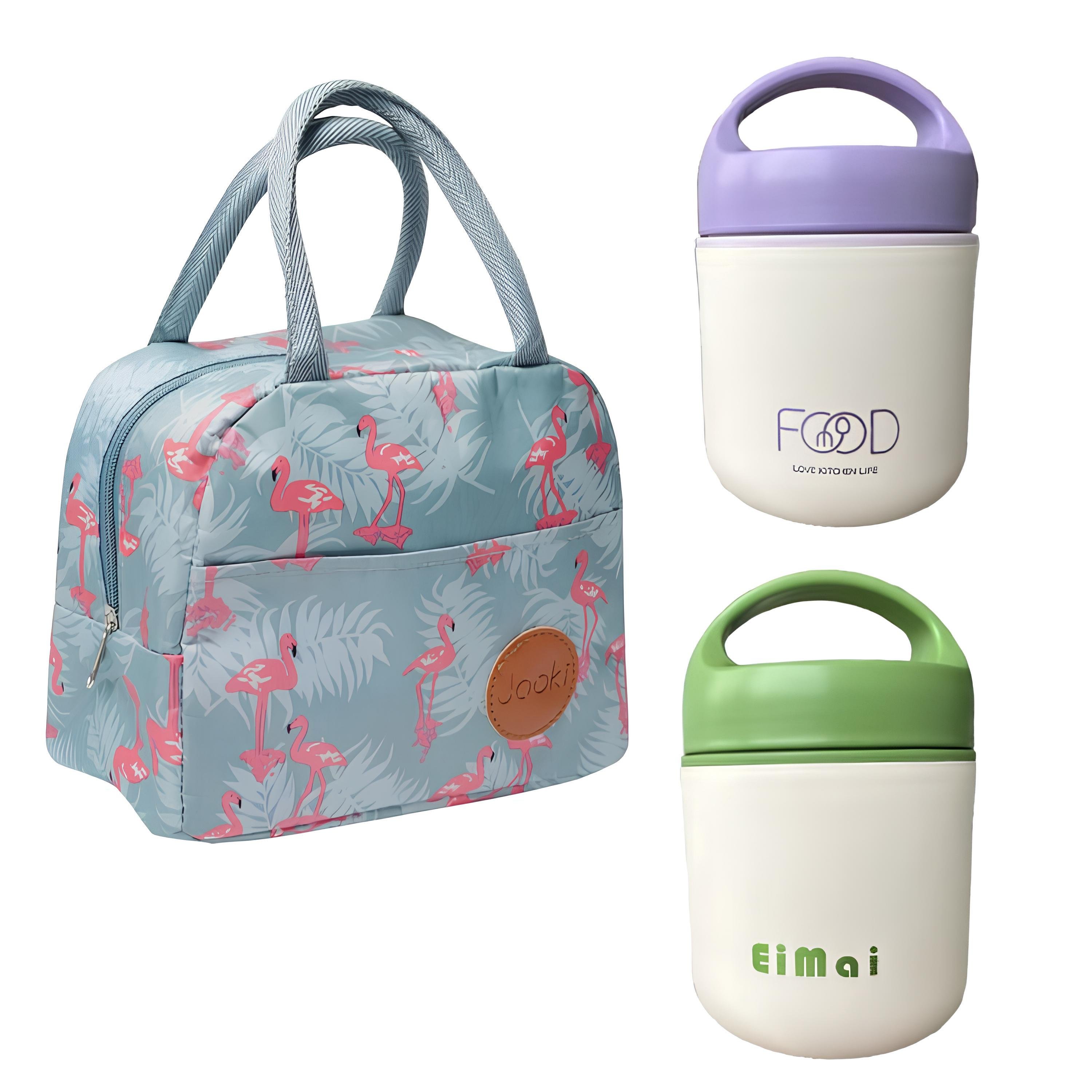 Набор термобоксов LunchMate Pro Flamingo с термосумкой и ложкой 3в1 (2532)