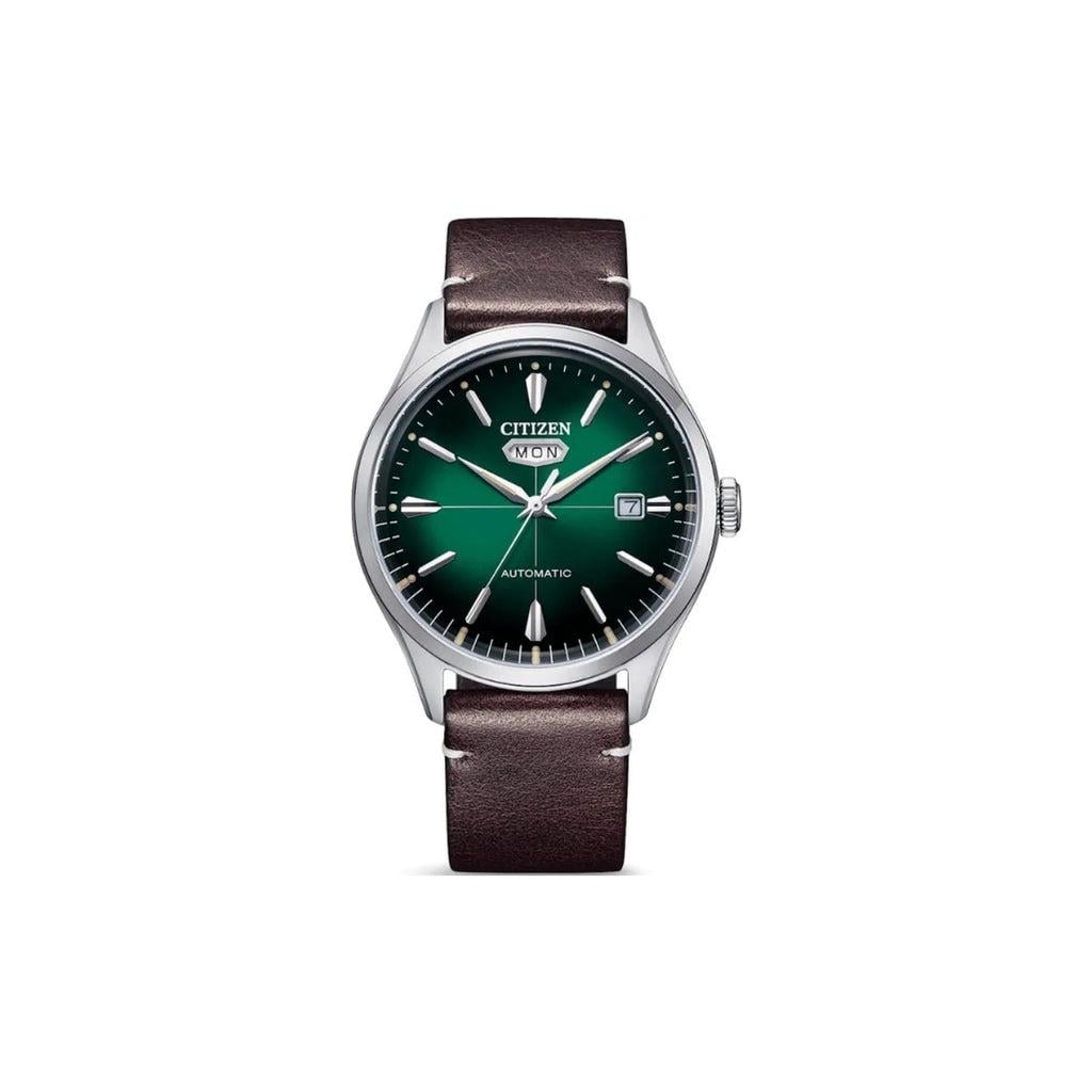 Наручний годинник чоловічий Citizen NH8390-03X механічний з сталевим корпусом та зеленим циферблатом