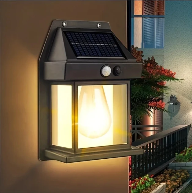 Ліхтар настінний вуличний SOLAR WALL LAMP BK-888 із сонячною панеллю та датчиком руху (9518) - фото 7