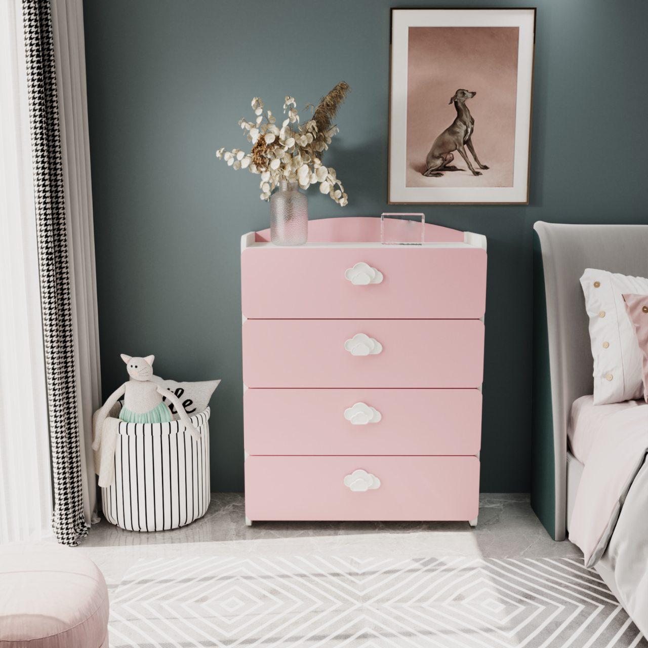 Комод Win Мебель Sunshine МДФ RAL 9003 белый матовый/RAL 3015 розовый (27766430) - фото 1