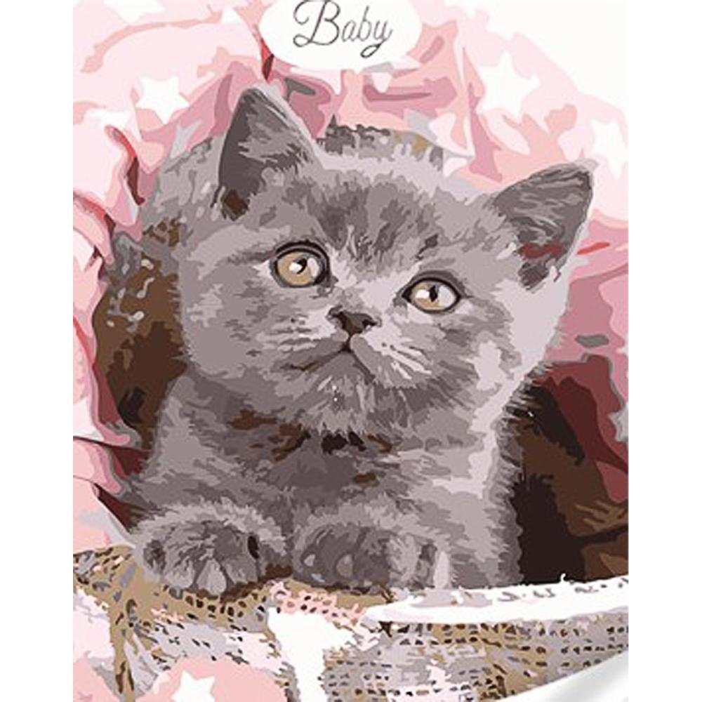 Картина по номерам Strateg Премиум Пушистый британец с лаком и уровнем 30x40 см (Str-SS1076)