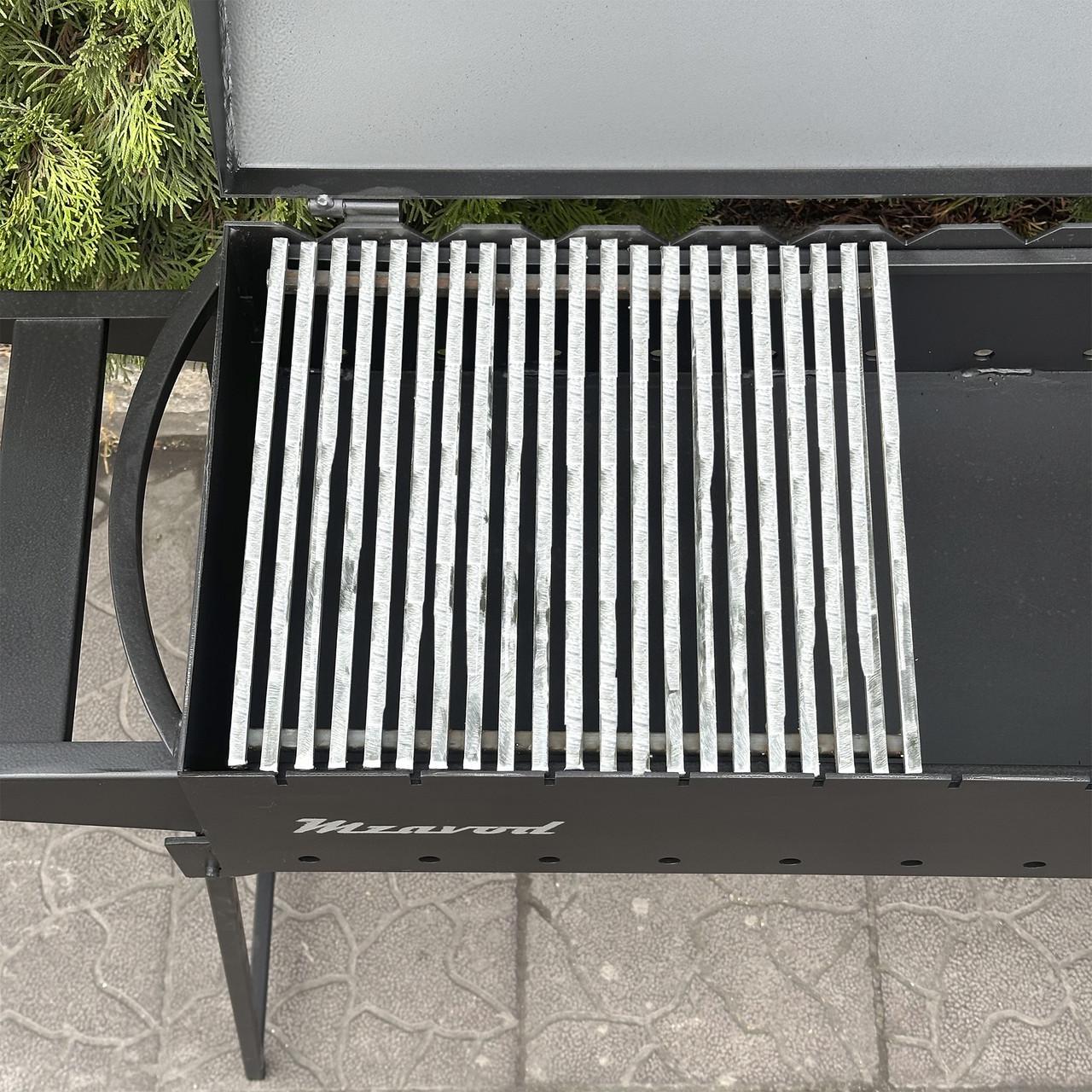 Мангал-барбекю Metalzavod Ікар на 9 шампурів 3 мм портативний 123х32х90 см (MBN9-3) - фото 7 Мангал-барбекю Metalzavod Ікар на 9 шампурів 3 мм портативний 123х32х90 см (MBN9-3) - фото 7