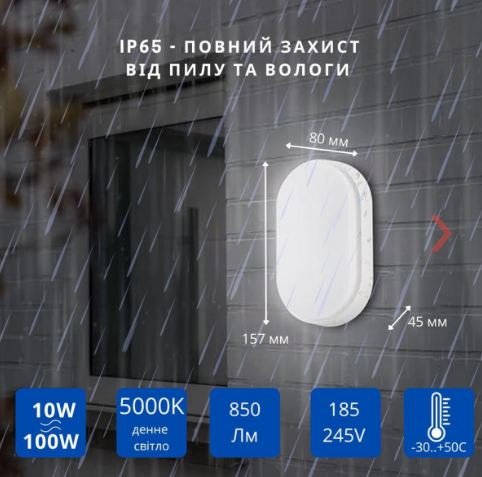 Светильник уличный накладной Овал 10W IP65 - фото 2 Светильник уличный накладной Овал 10W IP65 - фото 2