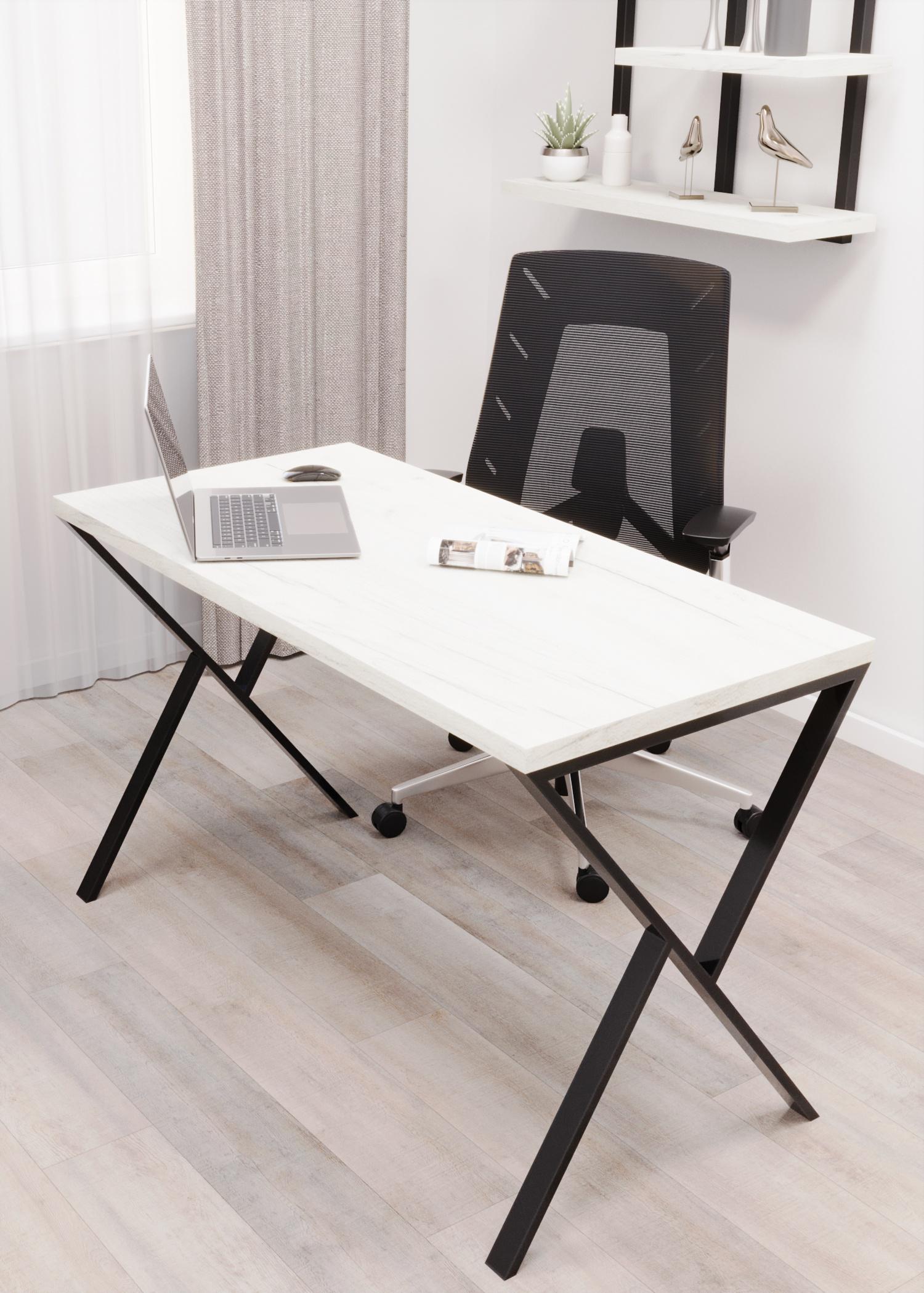 Стол письменный Loft Серия 16 металлический профиль 50х25 мм 1400х700х32 мм Дуб Крафт/Белый (22000258)