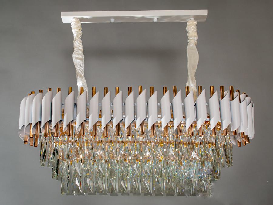 Люстра хрустальная Light овальная для гостиной (1013-800x30WH-GG)