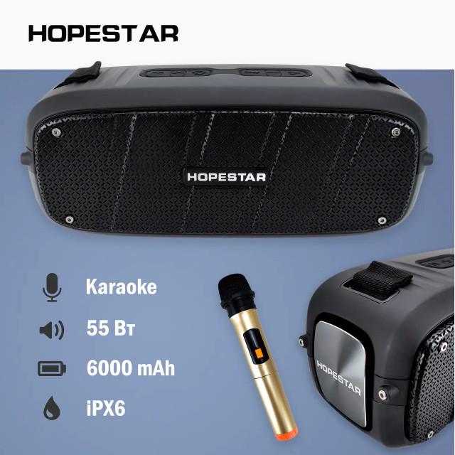 Портативна бездротова Bluetooth колонка HOPESTAR A20 з мікрофоном 55Вт Чорний (A20B22) - фото 6