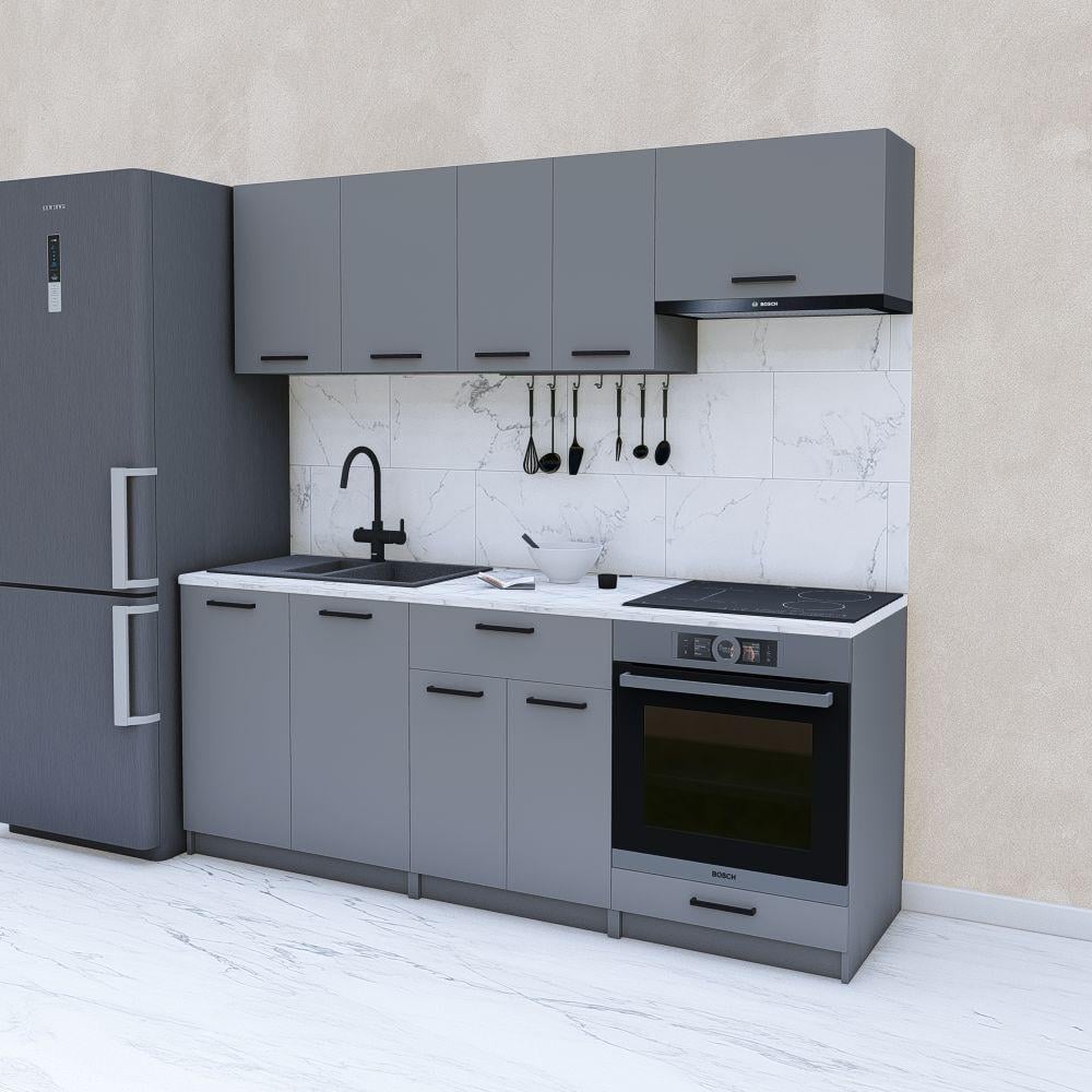 Кухня модульная готовая 2 м 200 см Антрацит (МП37а) - фото 1 Кухня модульная готовая 2 м 200 см Антрацит (МП37а) - фото 1