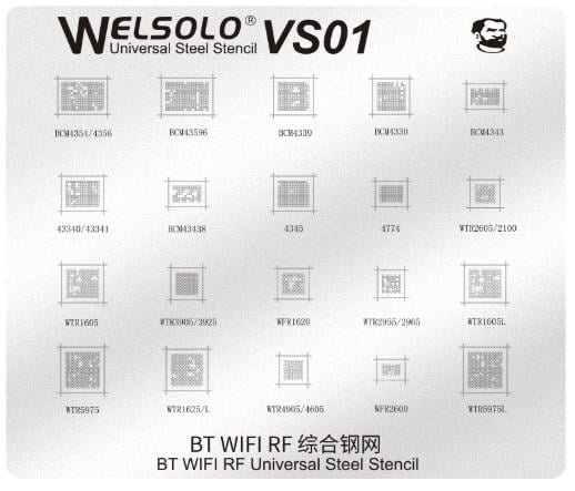 Трафарет BGA Mechanic VS01 універсальний для Bluetooth/WiFi/RF BCM4354/WTR1605/WFR2600