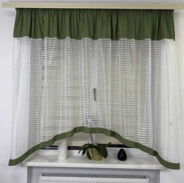 Тюль арка сетка/микровелюр 300х170 см Зеленый/Белый (460)