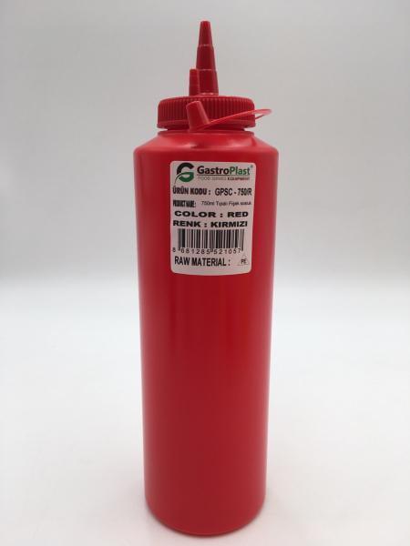 Диспенсер для соуса Gastro Plast PE с колпачком 750 мл Красный (GPSC--00750R)