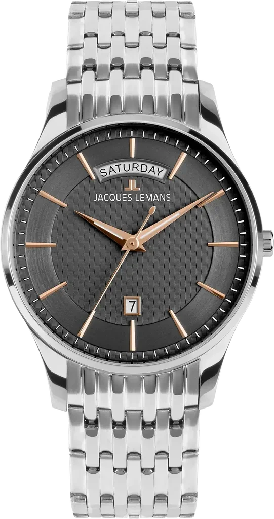 Наручные часы мужские Jacques Lemans London 1-2193I со стальным корпусом WR 50 м и черным циферблатом
