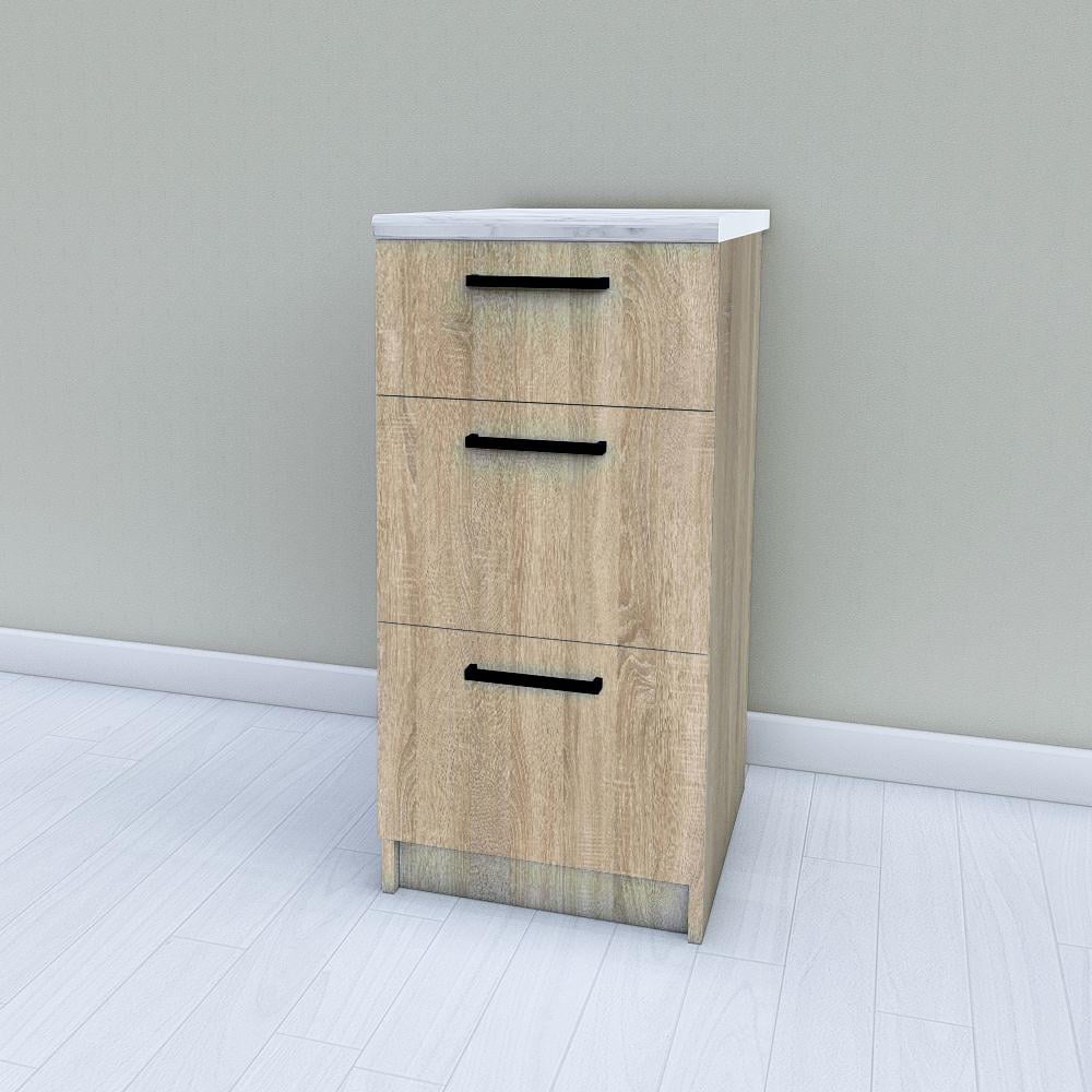 Модуль для кухни нижний 3 выдвижных ящика без столешницы 400 мм Дуб сонома (М25б)