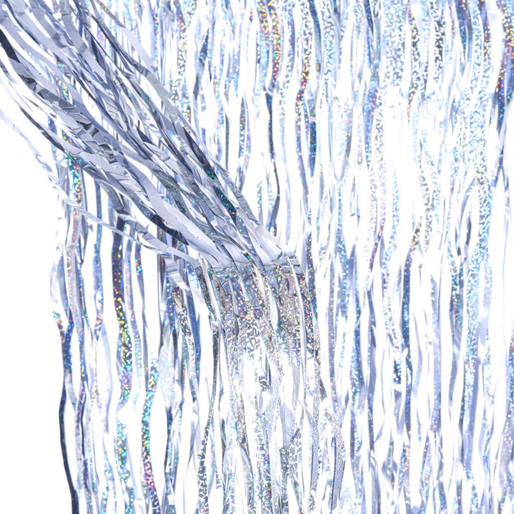 Дощик на фотозону хвилястий із голограмою 2x1 м Сріблястий (В3002)