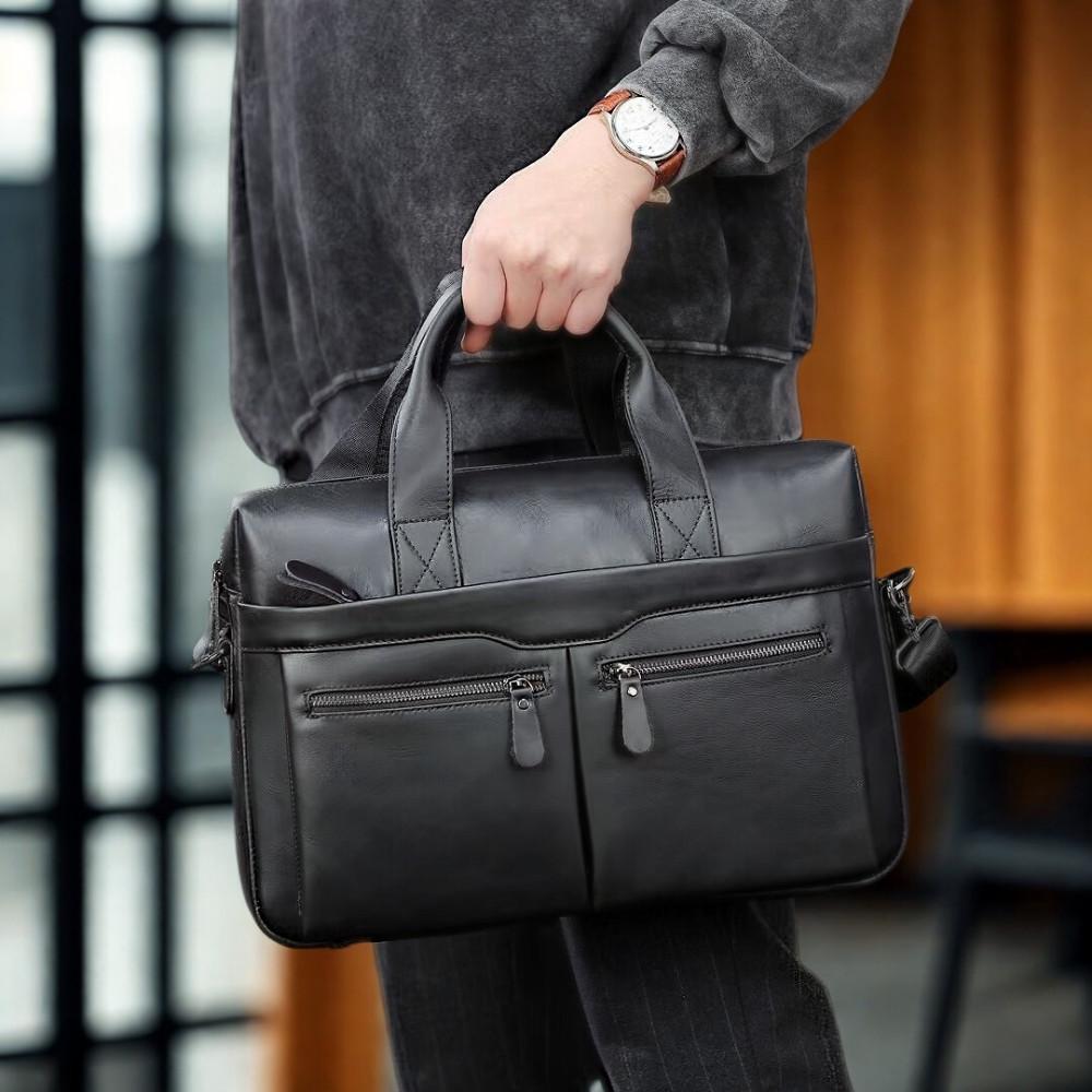 Портфель чоловічий Lorian з відділенням для ноутбука та зовнішніми карманами Чорний (LR 259006-black-PW) - фото 7