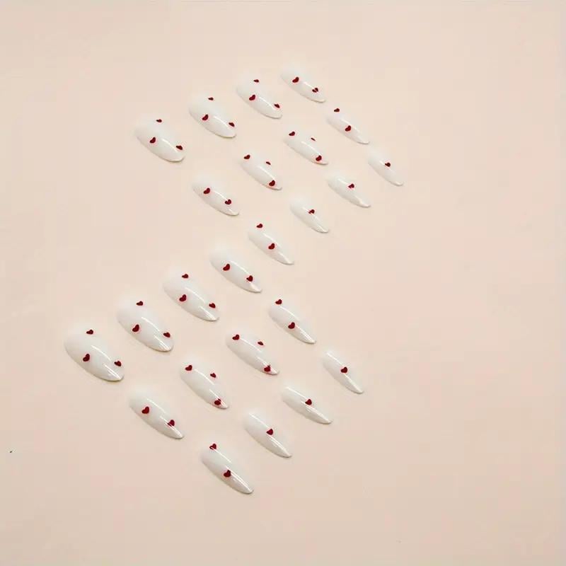 Накладные ногти c сердечками миндаль с клеевыми пластинами 24 шт. Молочный с красным - фото 7 Накладные ногти c сердечками миндаль с клеевыми пластинами 24 шт. Молочный с красным - фото 7