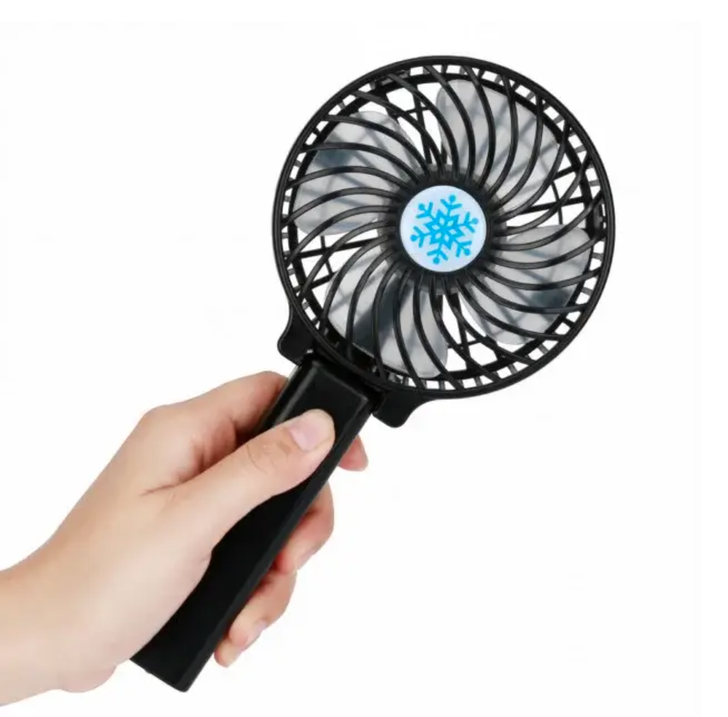 Портативний вентилятор Handy Mini Fan з ручкою та ліхтариком 10 см Чорний - фото 5