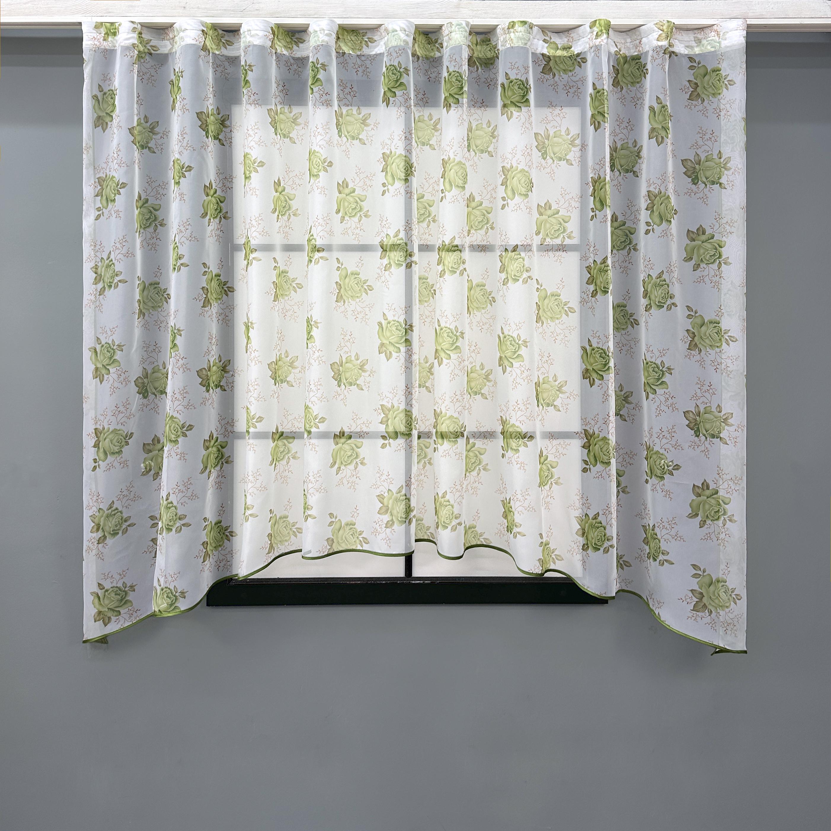 Арка кухонна VR-Textil № 000к з шифону 280х150 см Білий з салатовим (51-241)