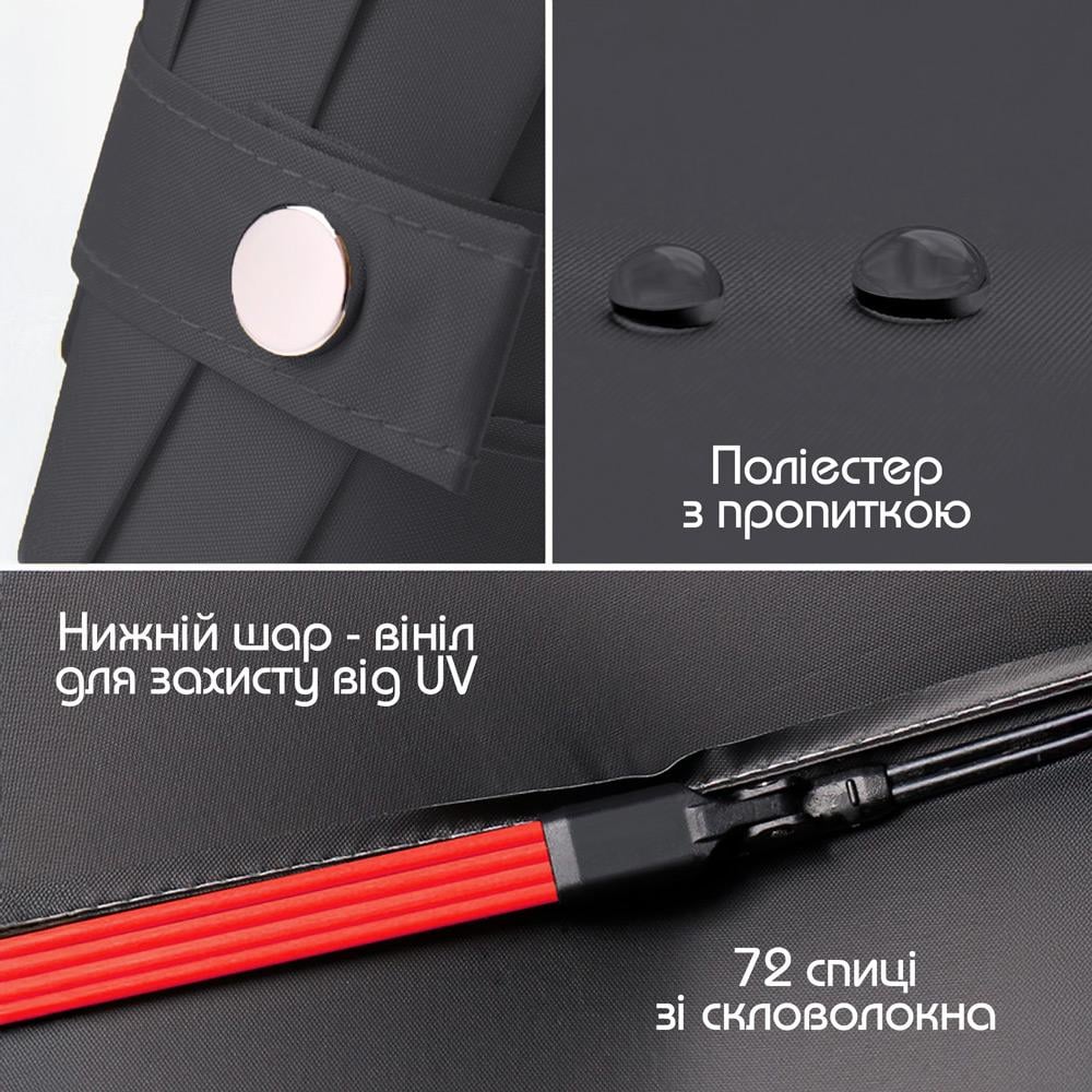 Парасолька автоматична двошарова від дощу і сонця LOSSO Elite 105 см Чорний (526301989) - фото 6