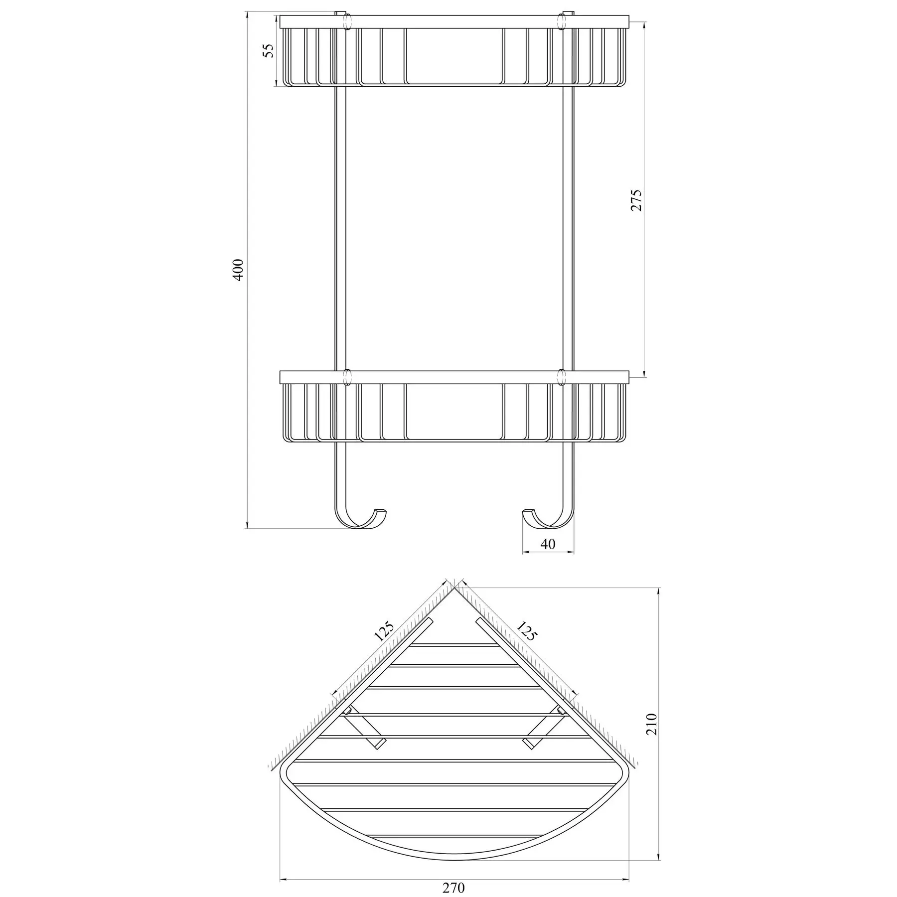 Полка двойная угловая TOPAZ 4124 (GSR-00005227) - фото 3