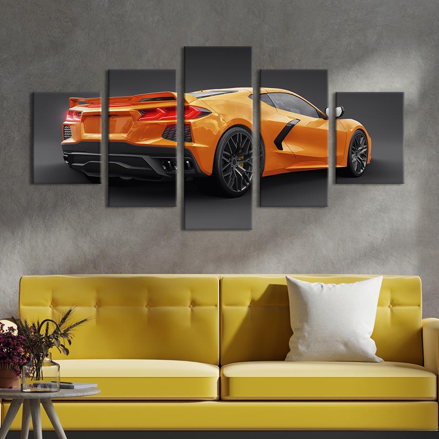 Картина на холсте Авто Chevrolet Corvette Stingray вид сзади 112x54 см (1409-52)