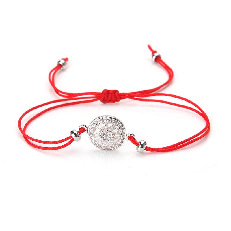 Браслет-нить на руку оберег с камешками регулируется Красный (BR-021)