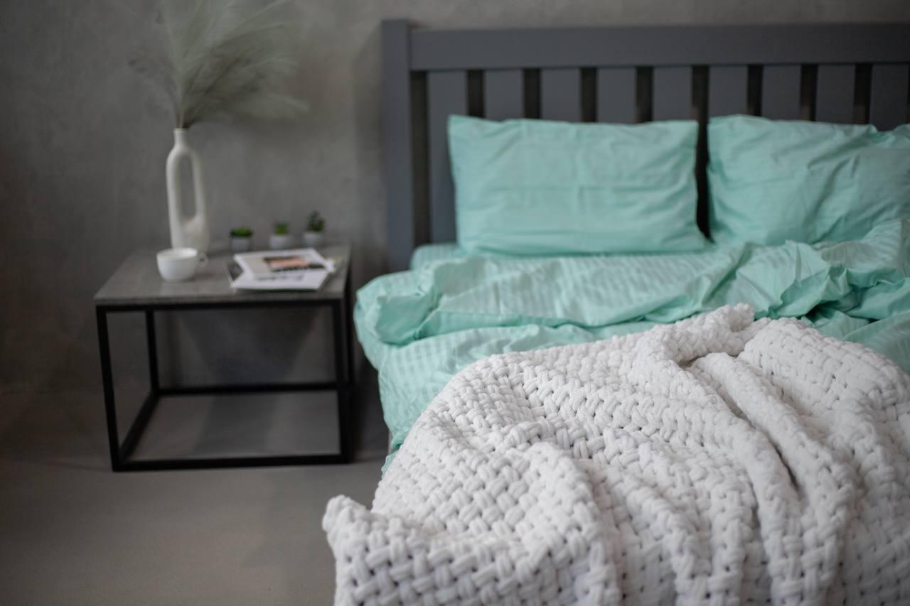 Комплект постельного белья страйп-сатин полуторный Мятный (12920659)