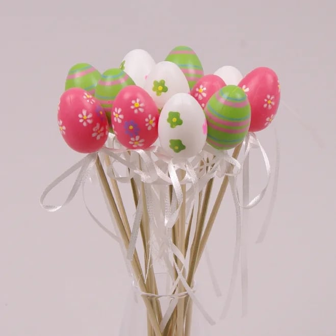 Декорация пасхальная на пике Flora Писанка микс 12 шт. (44042)