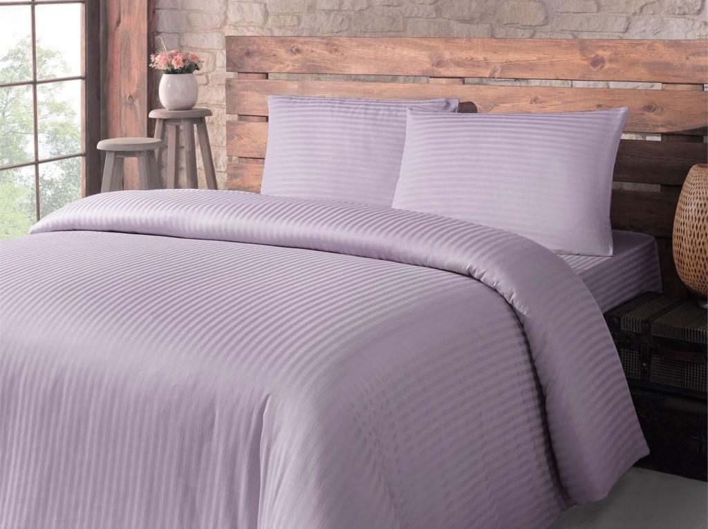 Комплект постельного белья семейный Lotus Отель Сатин Страйп Лиловый (200x22077538)