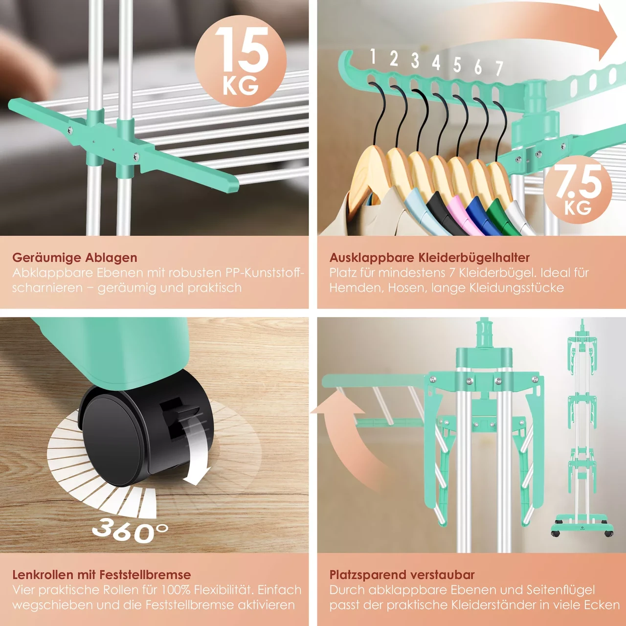 Сушилка для белья KESSER 126 см 50 кг (4255598324557) - фото 6