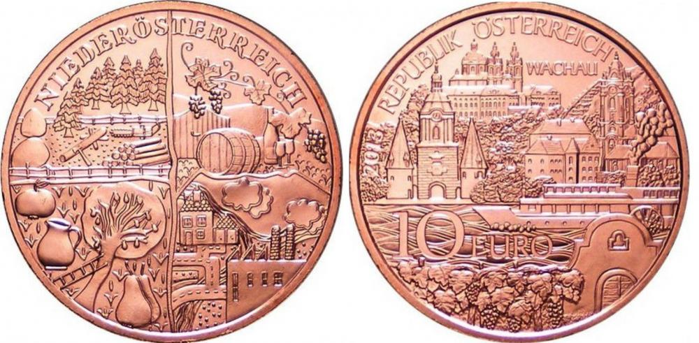 Колекційна монета Австрія 10 євро 2013 Нижня Австрія UNC (KM#3221)