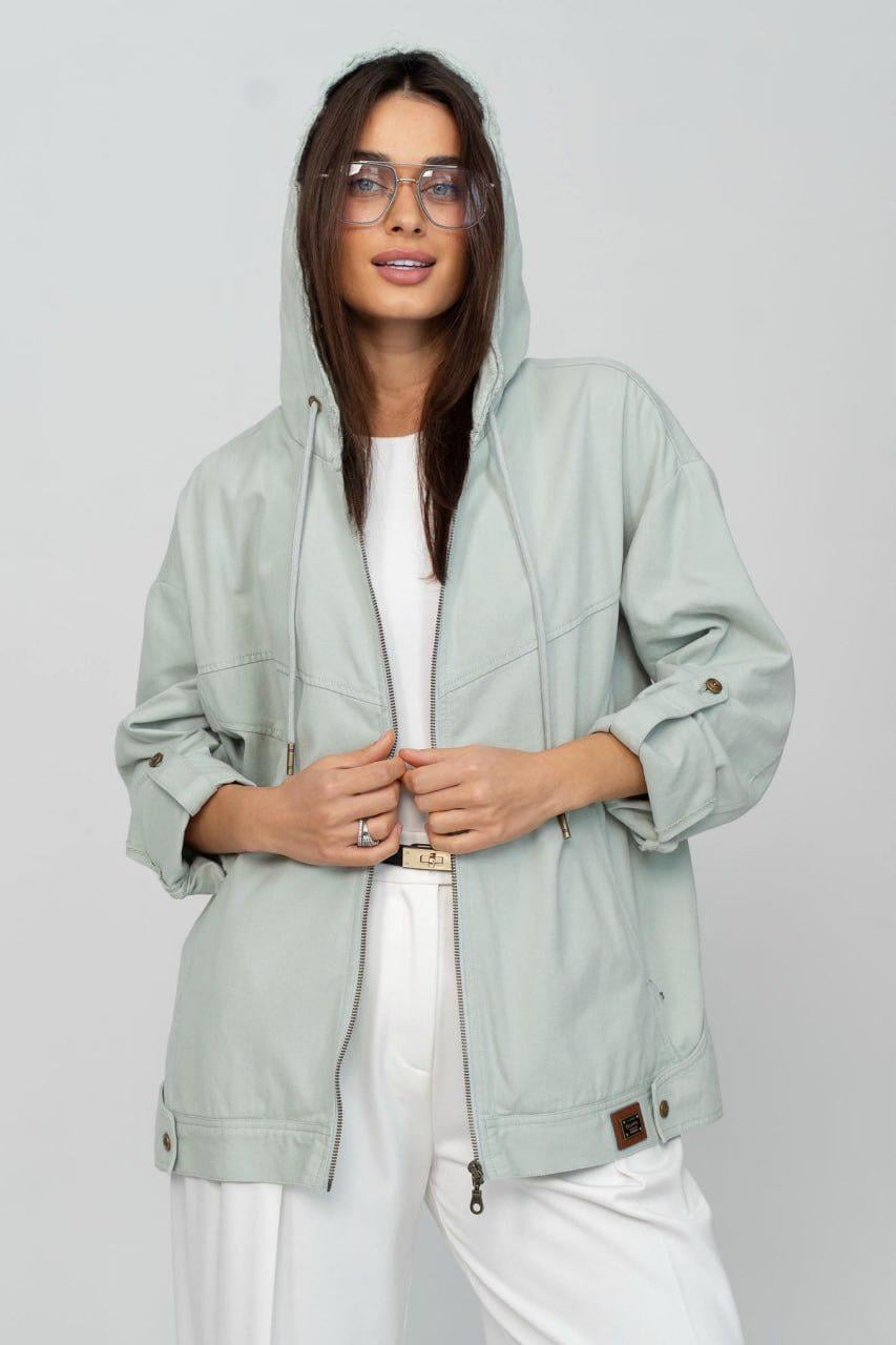 Куртка-ветровка женская котоновая 6XL Оливковый пастельный (33357599)