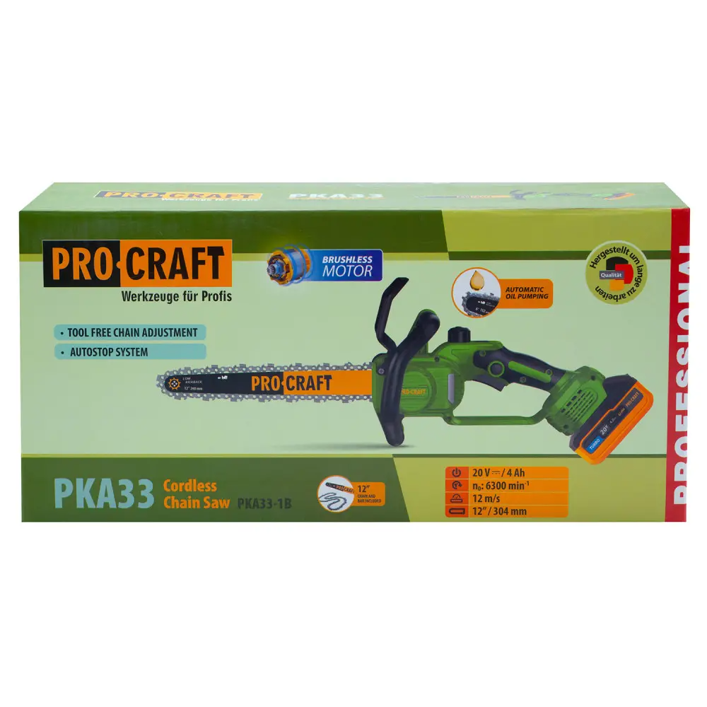Пила цепная аккумуляторная бесщеточная ProCraft PKA33 с 1 аккумулятором и зарядным устройством - фото 12