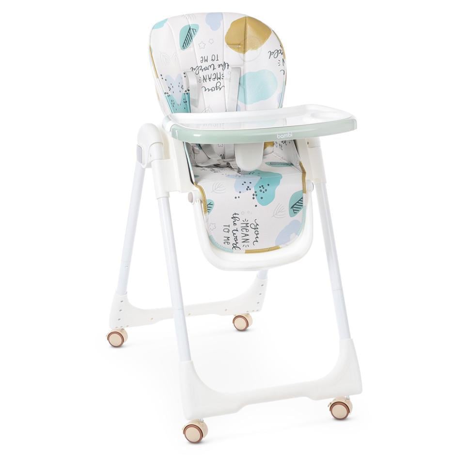 Стульчик для кормления Bambi на колесах с рождения Серебристый