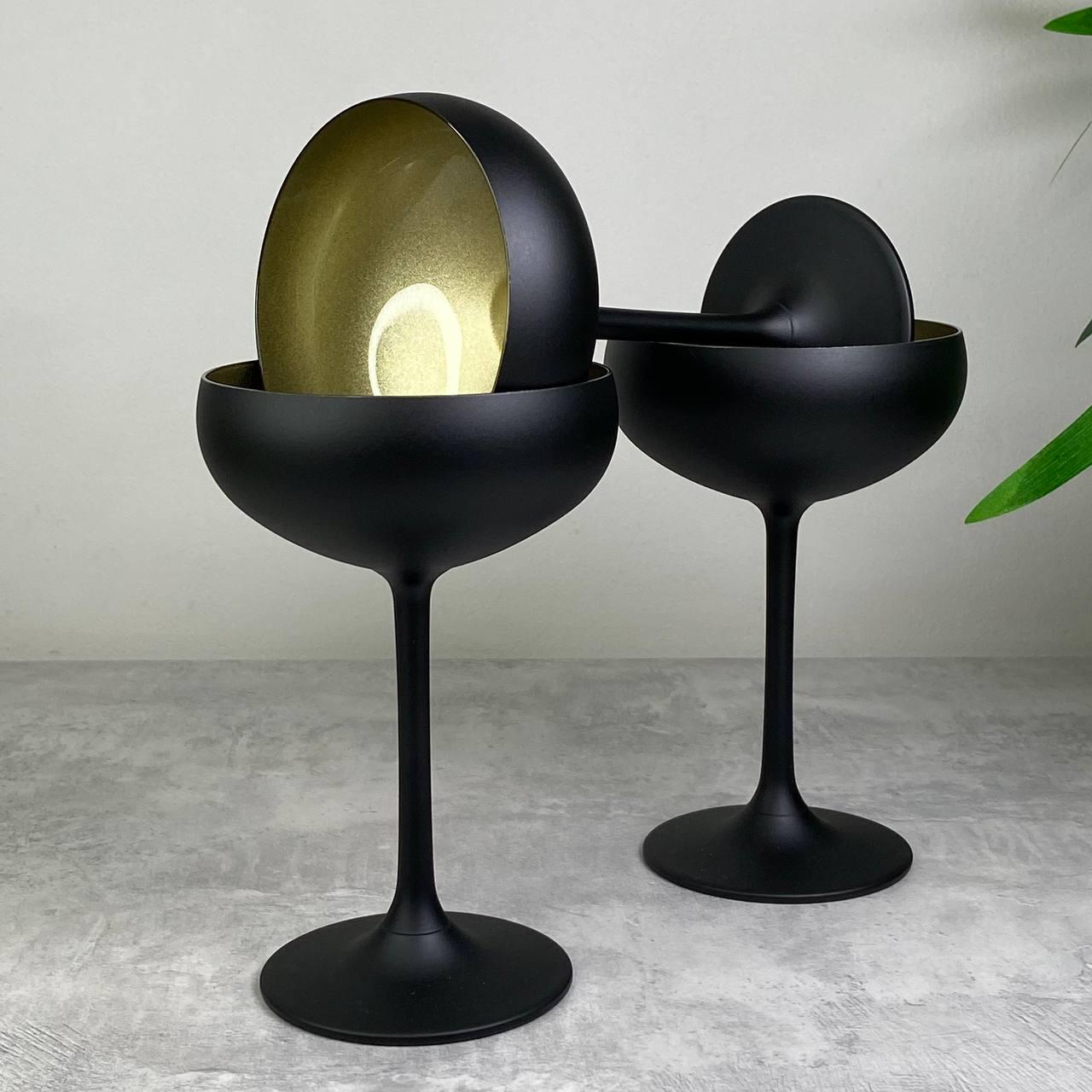 Набор бокалов для шампанского Stölzle Lausitz Elements Gold 230 мл 6 шт. Черный (2739208-1) - фото 4