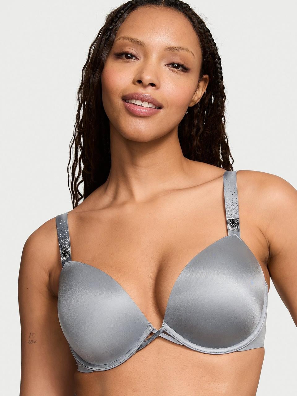 Бюстгальтер Victoria's Secret Scattered Shine Strap Push-Up Bra 70D Серый (7312439123235)