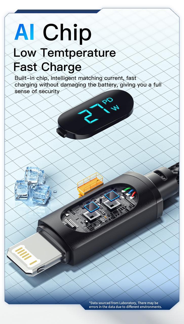 Кабель Essager Type-C Lightning PD 29W з дисплеєм 1 м Black (25397347) - фото 2 Кабель Essager Type-C Lightning PD 29W з дисплеєм 1 м Black (25397347) - фото 2