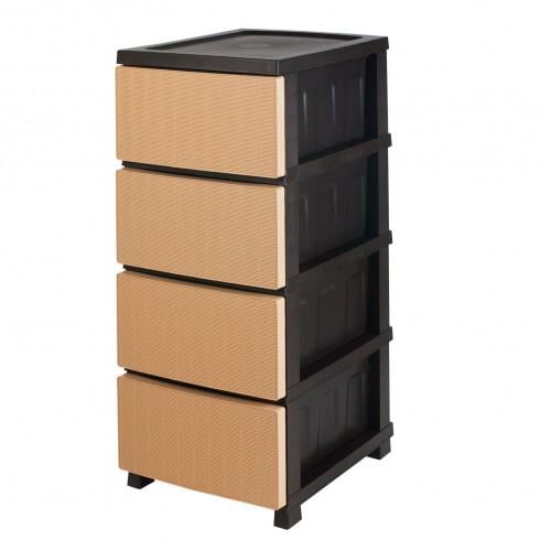 Комод 4 шухляди Ротанг пластиковий 35х45х86 см Бежево-Коричневий (Р1) - фото 1 Комод 4 шухляди Ротанг пластиковий 35х45х86 см Бежево-Коричневий (Р1) - фото 1