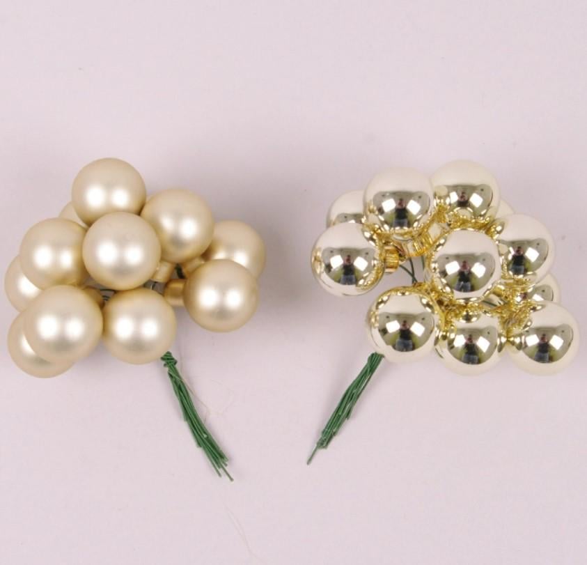 Кульки скляні 2,5 см 12 пучків 144 кульки Шампань (44632) - фото 2