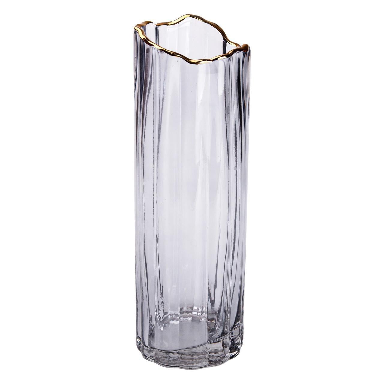 Ваза стеклянная для цветов декоративная HP-1713 29,5 см Серый (A-032864)