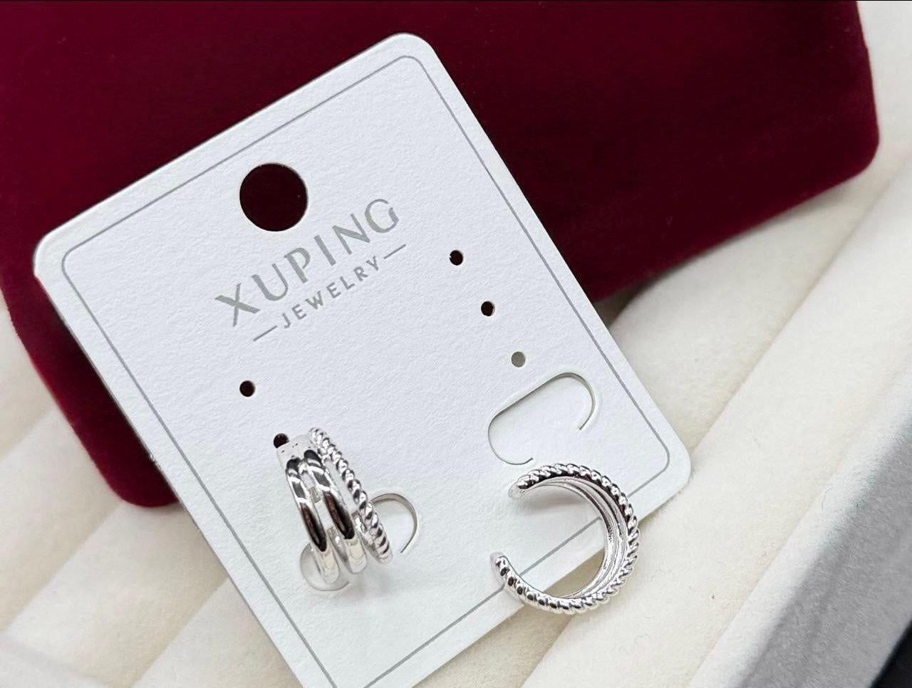 Серьги Xuping из медицинского золота гипоаллергенные тройное фигурное кольцо (2905944942)