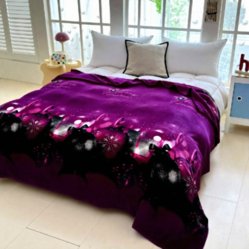 Плед флис новогодний 200х220 см Фиолетовый с черным Плед флис новогодний 200х220 см Фиолетовый с черным