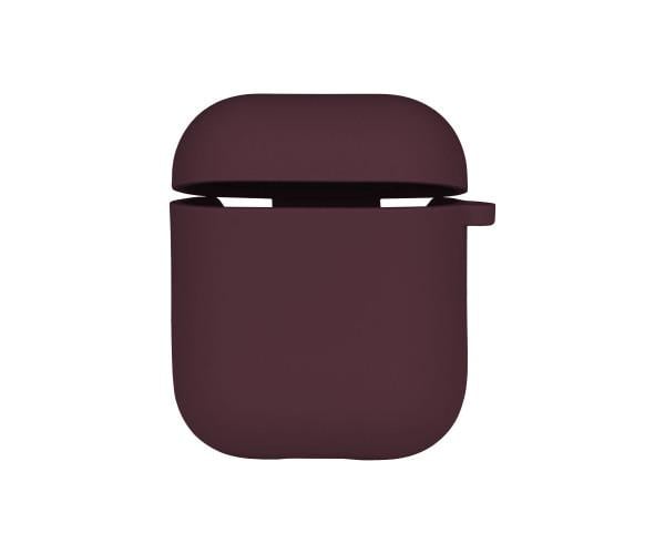 Чехол Silicone Case with microfibra для Airpods 1/2 Maroon - фото 1